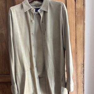 Ralph Lauren Purple Label Beige Suede Shirt Jacket